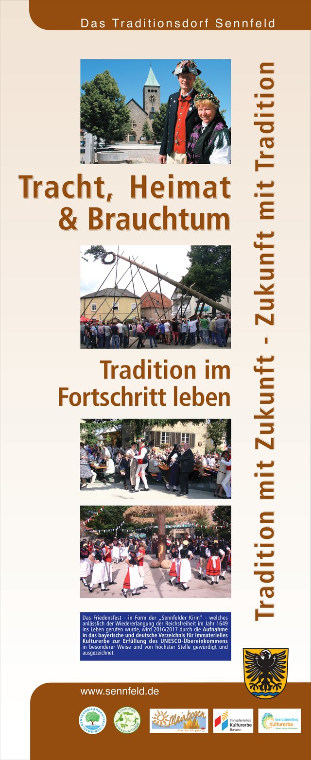 Tafel zum Thema, Tracht, Heimat & Brauchtum. Tradition mit Zukunft