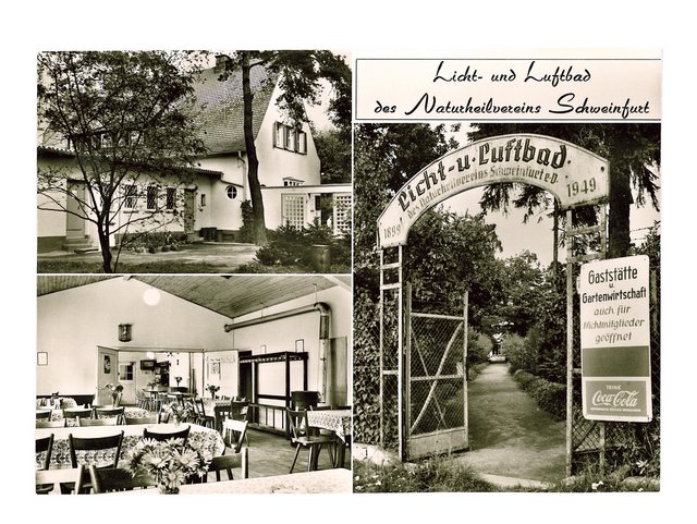Gaststätte Licht- und Luftbad des Naturheilvereins: Vereinsheim / Gästezimmer / Eingang um 1970